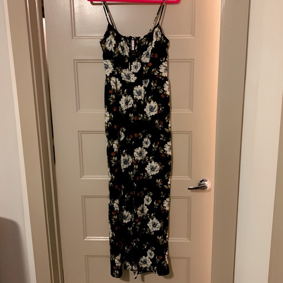 3/$20 Dk Green Floral Spaghetti Strap Jumpsuit - Picture 2 of 4